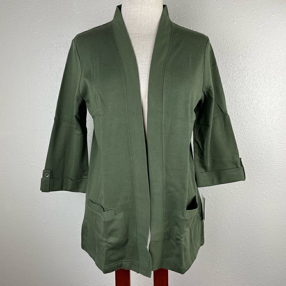 NWT Croft & Barrow Green Three Quarter Sleeve Jacket Top Size M EUC